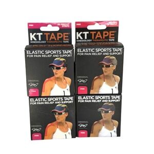 4 Pack KT Tape Pro Pink Kinesiology Sports Tape Precut 20 Strips Each 10" NEW
